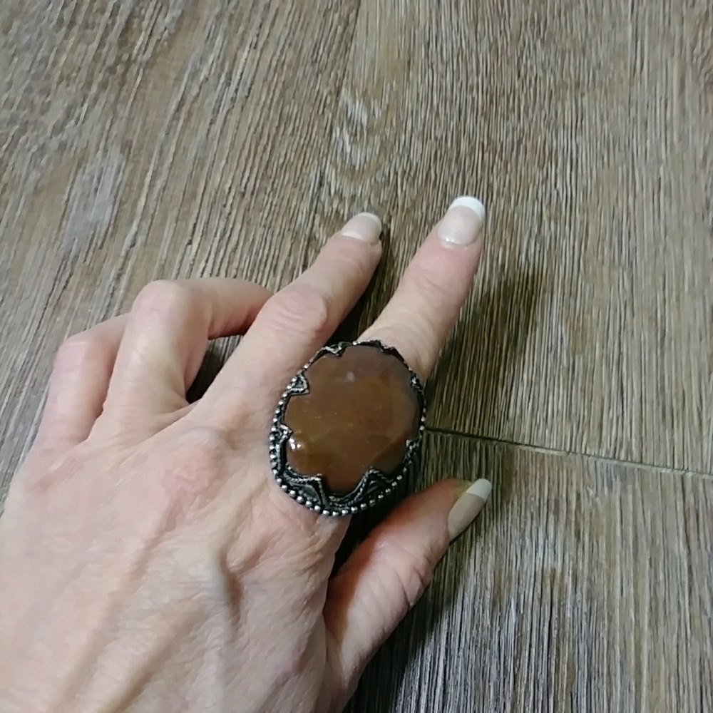 EARTHBOUND TRADING COMPANY brown stone ring sz 5.5